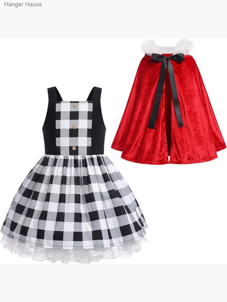 Women Girls Family Christmas Tutu Dress With Hooded Cloak Cape Costume